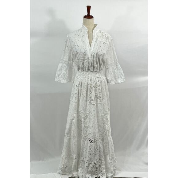 TEMPTATION POSITANO Sz L Large Pompei White Lace Maxi Dress - Picture 10 of 10